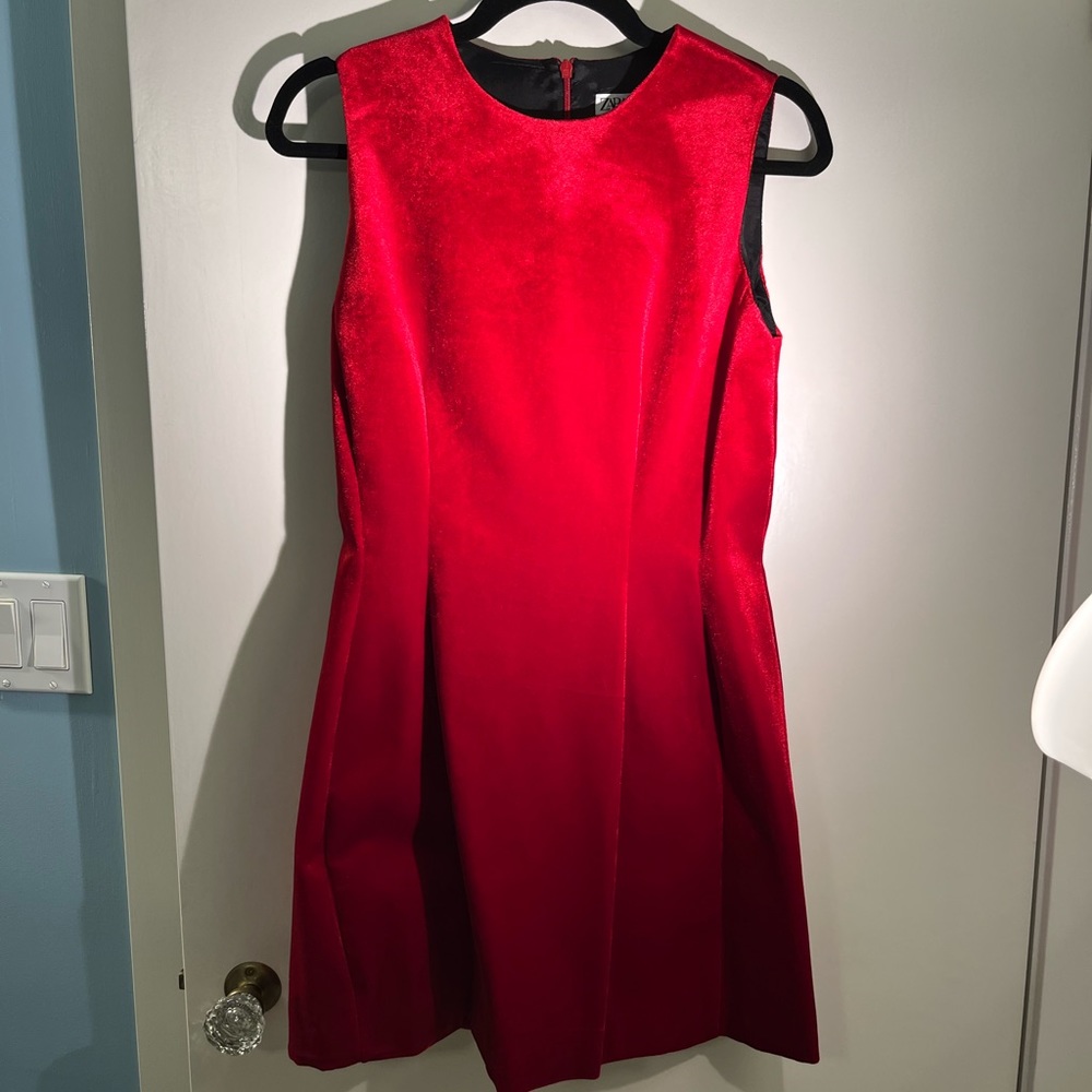Zara Red Velvet Mini Dress